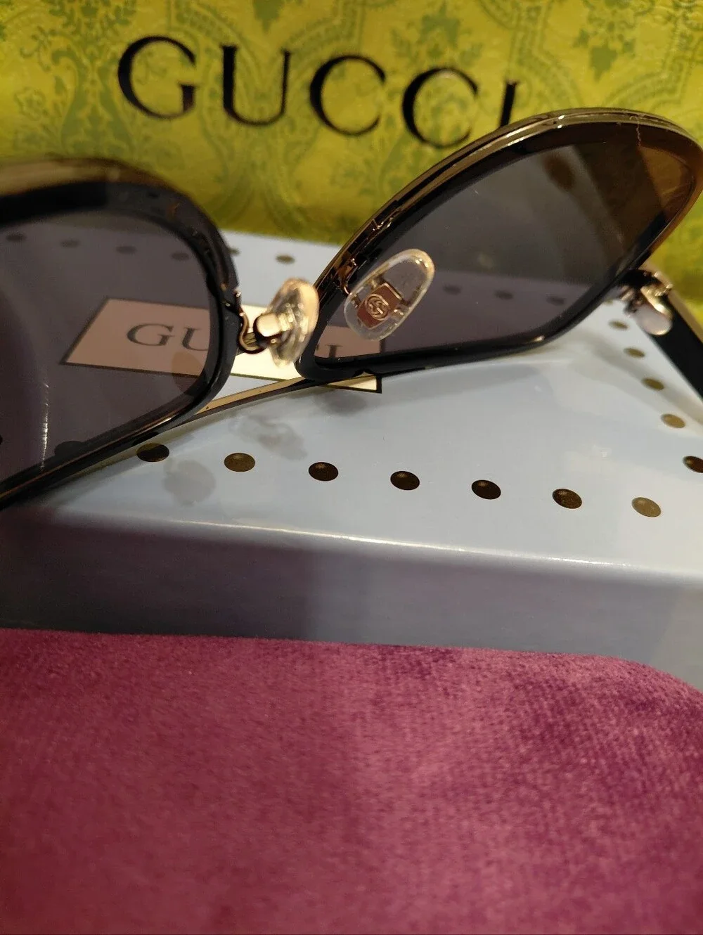 Gucci GG0448S 58mm Aviator Gun Framed Pilot Dark Sunglasses Size 58mm-16mm-145mm
